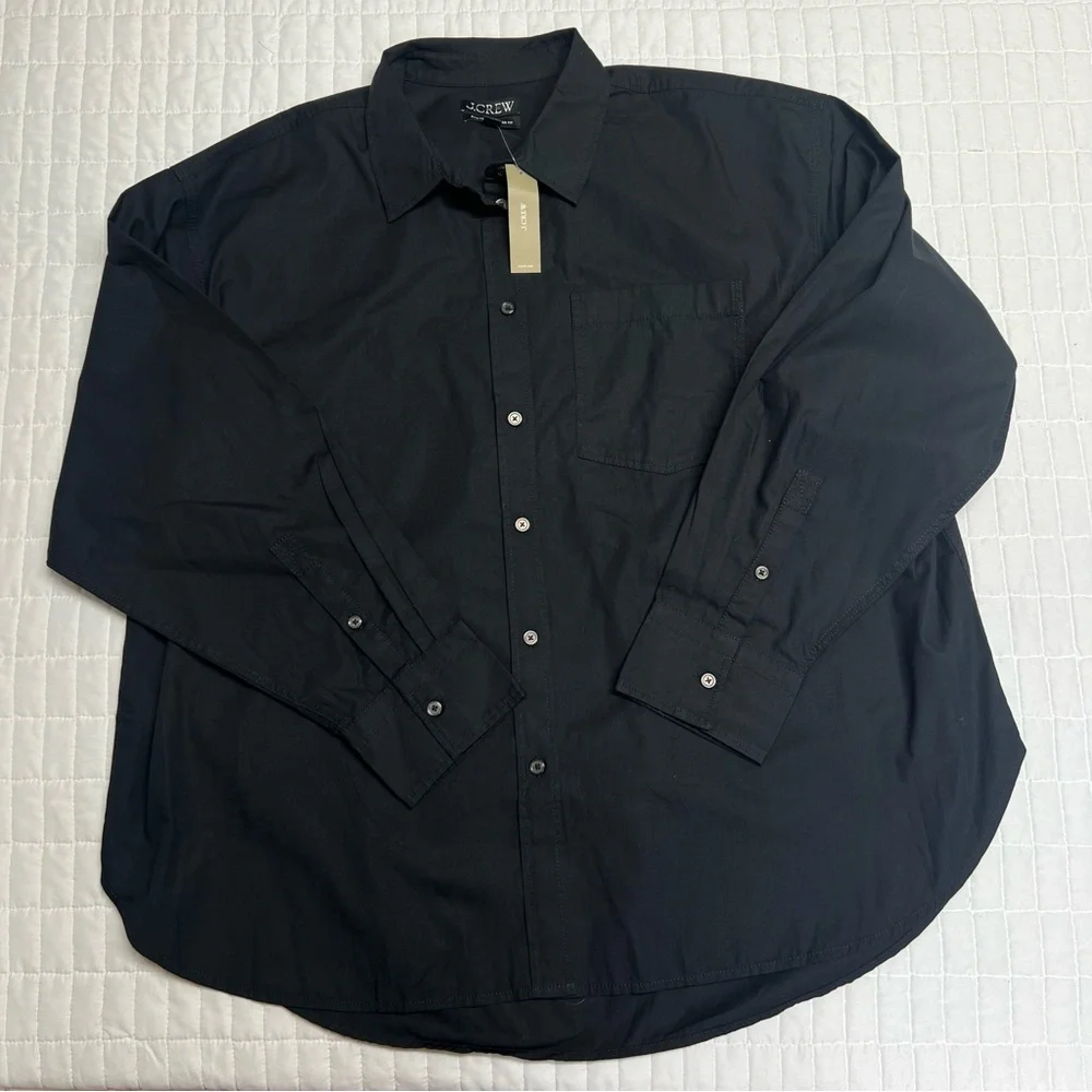 J. Crew Étienne Oversized Shirt Lightweight Oxford in Black Size Large NWT - Picture 6 of 9